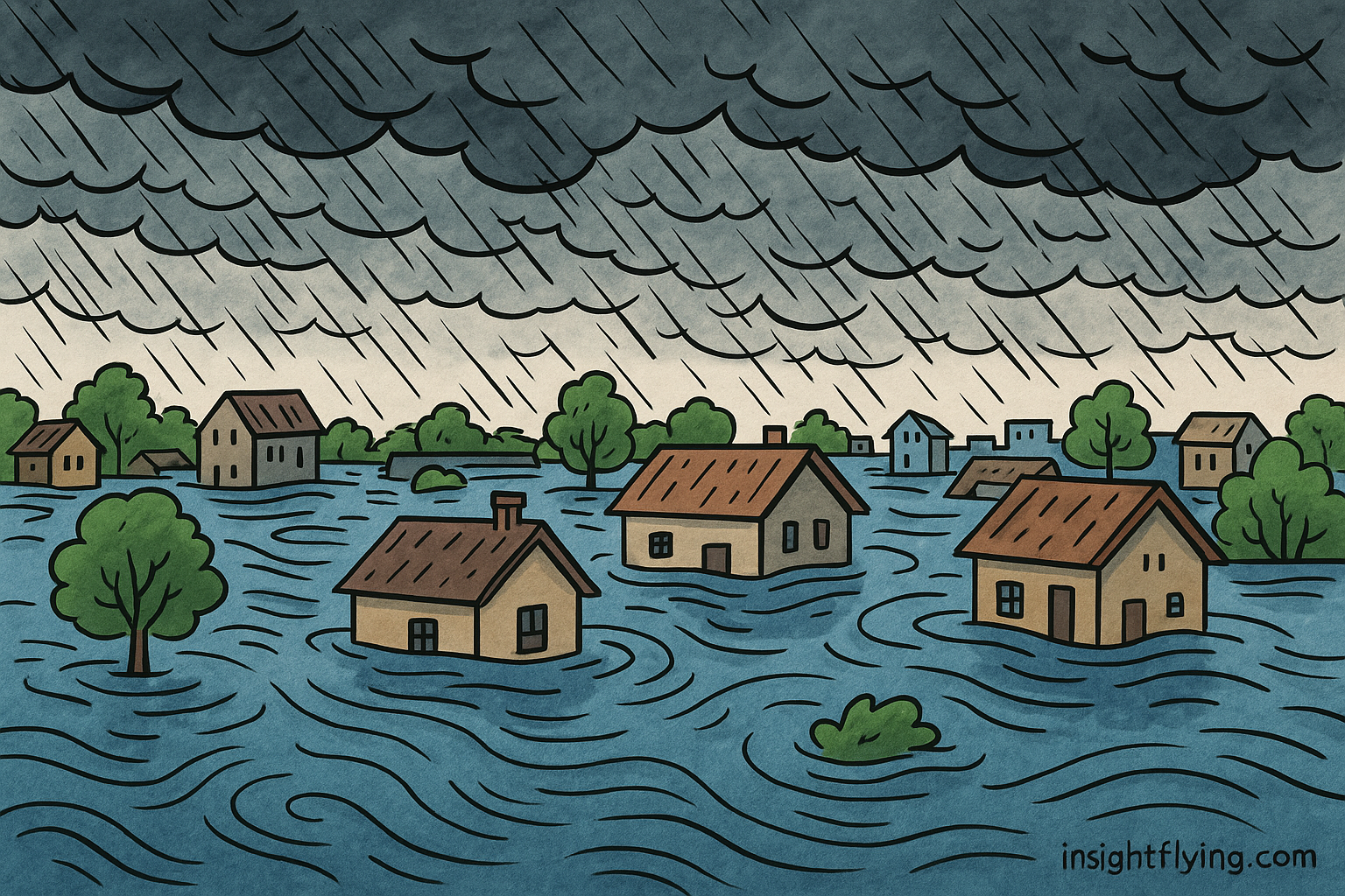 Flooded heavy rain ฝนตกน้ำท่วม