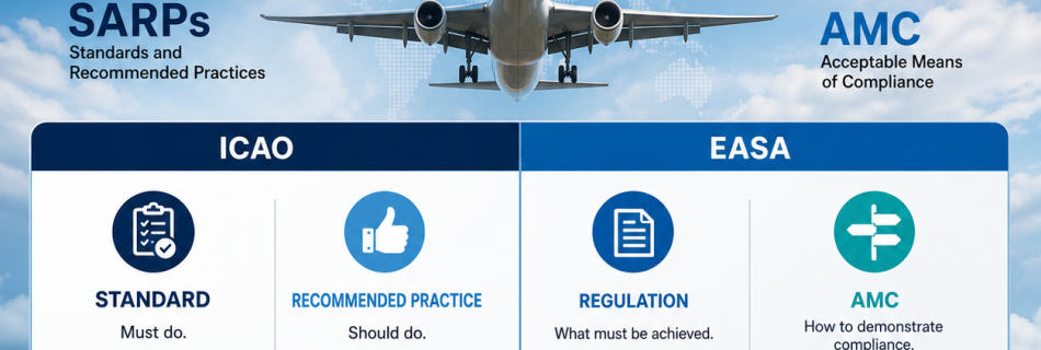 ICAO Standards and Recommendation Practices, EASA Regulations and AMC