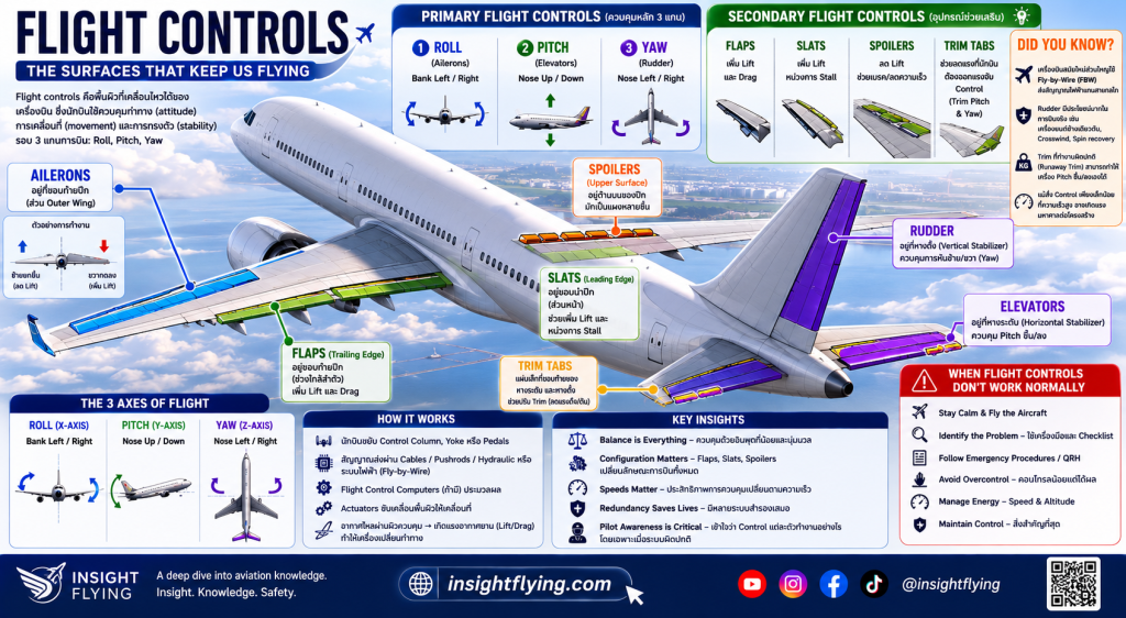 flight controls of the aircraft