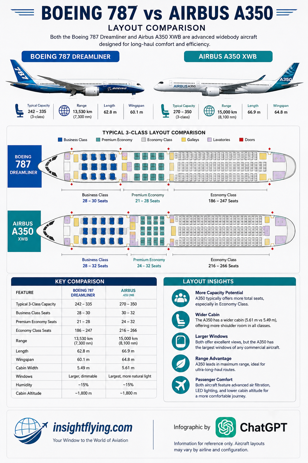 Boeing 787 Dreamliner vs Airbus A350: เปรียบเทียบการออกแบบห้องโดยสารของเครื่องบินโดยสารลำตัวกว้างแห่งยุคใหม่